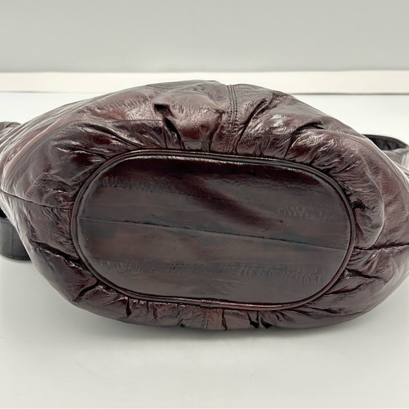 Womens Leather Eel Skin Handbag Hobo Shoulder Size M Zip Soft Luxe Boho Vintage - Picture 5 of 13